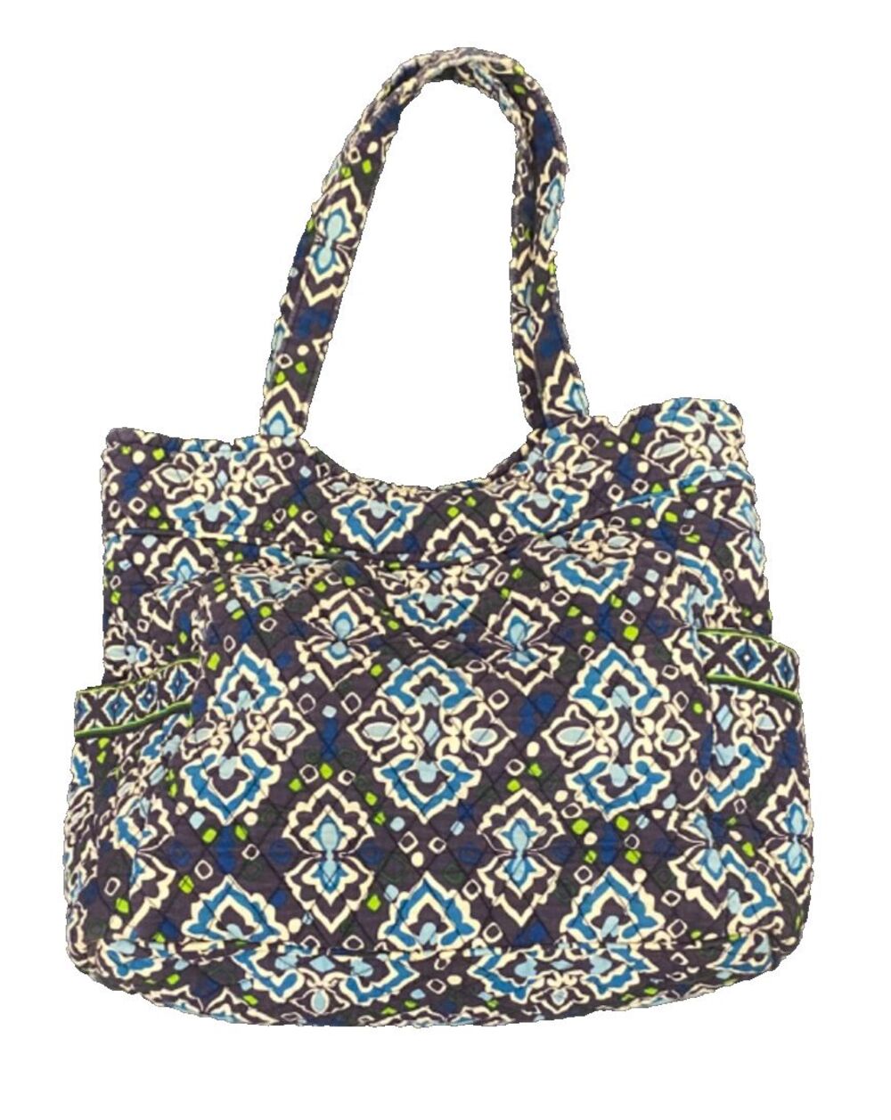 Vera Bradley Shoulder Bag/Purse~Blue/White Quilted Reversible Tote with Zipper